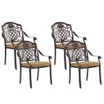 Beliani Conjunto de 4 Cadeiras de Jardim em Alumínio Castanho Escuro com 4 Almofadas de Assento Estilo Retro 53x69x93 - 4251682228565