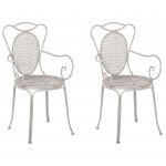 Beliani Conjunto de 2 Cadeiras de Jardim Cinzentas em Metal Estilo Shabby Chique 43x42x94 - 4251682234405