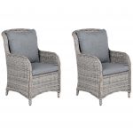 Beliani Conjunto de 2 Cadeiras de Jardim Cinzento em Rattan com Almofadas Jardim Moderno 73x60x96 - 4251682206761