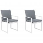 Beliani Conjunto de 2 Cadeiras de Jardim Brancas em Alumínio Almofadas Cinzentas 51x54x89 - 4251682215015