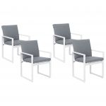 Beliani Conjunto de 4 Cadeiras de Jardim Brancas em Alumínio Almofadas Cinzentas 51x54x89 - 4251682215022