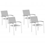 Beliani Conjunto de 4 Cadeiras de Jardim Cinzentas e Brancas em Alumínio e Textilene 50x46x86 - 4251682215077