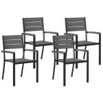 Beliani Conjunto de 4 Cadeiras de Jardim Cinzento Escuro Madeira Sintética e Alumínio 57x57x90 - 4251682216869