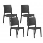 Beliani Conjunto de 4 Cadeiras de Jardim Cinzento Grafite Efeito Rattan 47x60x89 - 4251682206372