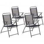 Beliani Conjunto de 4 Cadeiras de Jardim Preto em Alumínio e Têxtil Dobrável e Leve Design Moderno e Funcional 66x48x90 - 4260602373025