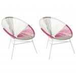 Beliani Conjunto de 2 Cadeiras de Jardim em Rattan Sintético Multicolor Rosa Pés Metálicos Design Resistente Estilo Moderno 76x76x85 - 4260624113654