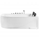 Beliani Banheira de Hidromassagem de Canto Esquerdo Branca em Acrílico com Iluminação led para 2 Pessoas 180x120x70 - 4251682244039