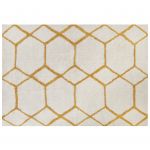 Tapete Beliani Tapete em Algodão Branco e Amarelo 160 X 230 cm Padrão Geométrico Retangular Tecido à Mão Design Moderno 230x160x3 - 4255664805690