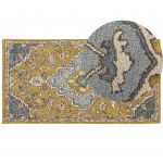 Tapete Beliani Tapete de Lã Amarela e Azul 80 X 150 cm Estilo Oriental Vintage Quarto Sala de Estar 150x80x1.5 - 4251682286992