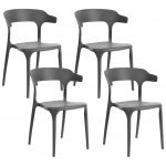 Beliani Conjunto de 4 Cadeiras em Polipropileno Cinzento Escuro Leve Resistente às Intempéries para Interior Ou Exterior de Estilo Moderno - 4255664825513