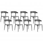 Beliani Conjunto de 8 Cadeiras em Polipropileno Cinzento Escuro Leve Resistente às Intempéries para Interior Ou Exterior de Estilo Moderno - 4255664825520