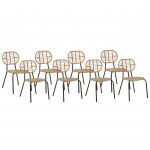 Beliani Conjunto de 8 Cadeiras em Rattan Cor Natural Trançado de Design Boho - 4255664828644