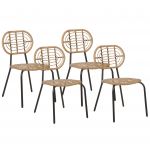 Beliani Conjunto de 4 Cadeiras em Rattan Cor Natural Trançado de Design Boho - 4255664828637