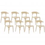 Beliani Conjunto de 8 Cadeiras em Polipropileno Creme Leve Resistente às Intempéries para Interior Ou Exterior de Estilo Moderno 49x50x76 - 4255664817617