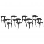 Beliani Conjunto de 8 Cadeiras em Polipropileno Preto Leve Resistente às Intempéries para Interior Ou Exterior de Estilo Moderno 49x50x76 - 4255664817594
