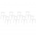Beliani Conjunto de 8 Cadeiras em Polipropileno Branco Leve Resistente às Intempéries para Interior Ou Exterior de Estilo Moderno - 4255664817600
