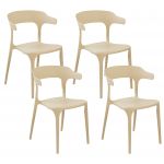 Beliani Conjunto de 4 Cadeiras em Polipropileno Creme Leve Resistente às Intempéries para Interior Ou Exterior de Estilo Moderno 49x40x76 - 4255664807458