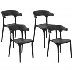Beliani Conjunto de 4 Cadeiras em Polipropileno Preto Leve Resistente às Intempéries para Interior Ou Exterior de Estilo Moderno 49x40x76 - 4255664807465