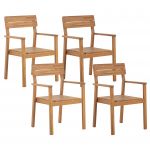 Beliani Conjunto de 4 Cadeiras com Braços em Madeira de Acácia Clara Rústico Jardim Exterior 56x60x88 - 4251682280426