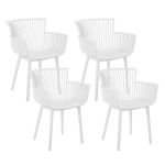 Beliani Conjunto de 4 Cadeiras em Plástico Branco Apoio de Braços Estilo Minimalista 45x52x84 - 4251682282031