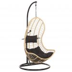 Beliani Cadeira Suspensa de Rattan Cor Natural com Estrutura de Aço Preto Incluindo Almofadas de Estilo Boho 97x80x199 - 4251682234856
