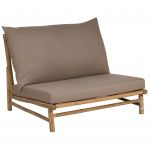 Beliani Cadeira em Bambu Claro e Taupe com Assento e Encosto Almofadado para Interior Ou Exterior Rústico Moderno - 4255664832498