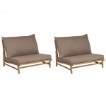 Beliani Conjunto de 2 Cadeiras em Bambu Claro e Taupe com Assento e Encosto Almofadado para Interior Ou Exterior Rústico Moderno - 4255664833068