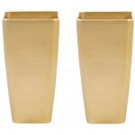 Beliani Conjunto de 2 Vasos para Plantas Dourado em Fibra de Argila 30 X 30 X 57 cm para Interior e Exterior Design Moderno XX - 4255664824363