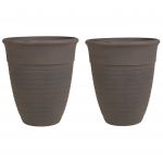 Beliani Conjunto de 2 Vasos para Plantas Castanhos Numa Mistura de Pedra e Poliresina 43 cm Ideal para Interior e Exterior XX - 4255664822642