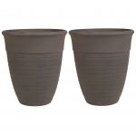 Beliani Conjunto de 2 Vasos para Plantas Castanhos Numa Mistura de Pedra e Poliresina 50 cm Ideal para Interior e Exterior XX - 4255664822635