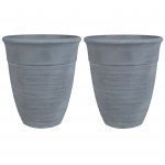 Beliani Conjunto de 2 Vasos para Plantas Cinzentos Numa Mistura de Pedra e Poliresina 50 cm Ideal para Interior e Exterior XX - 4255664822611