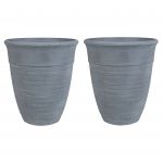 Beliani Conjunto de 2 Vasos para Plantas Cinzentos Numa Mistura de Pedra e Poliresina 43 cm Ideal para Interior e Exterior XX - 4255664822628