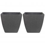 Beliani Conjunto de 2 Vasos para Plantas Cinzentos Numa Mistura de Pedra e Poliresina 49 X 49 X 49 cm Ideal para Interior e Exterior 49x49x49 - 4255664814067