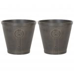 Beliani Conjunto de 2 Vasos para Plantas Castanho em Fibra de Argila 45 cm com Efeito Metal Desgastado 45x45x41 - 4255664807007