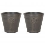 Beliani Conjunto de 2 Vasos para Plantas Castanho em Fibra de Argila 41 cm com Efeito Metal Desgastado 41x41x37 - 4255664806994