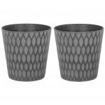 Beliani Conjunto de 2 Vasos Decorativos para Plantas Cinzentos Escuros em Fibra de Argila 36 cm de Design Moderno 36x36x36 - 4255664807014
