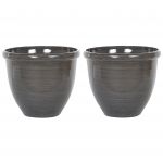 Beliani Conjunto de 2 Vasos Decorativos Castanhos em Poliresina 49 cm Ideal para Interior e Exterior 49x49x41 - 4255664803313