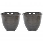 Beliani Conjunto de 2 Vasos Decorativos Castanhos em Poliresina 44 cm Ideal para Interior e Exterior 44x44x38 - 4255664803306