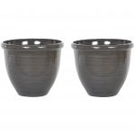 Beliani Conjunto de 2 Vasos Decorativos Castanhos em Poliresina 40 cm Ideal para Interior e Exterior 40x40x34 - 4255664803290