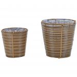 Beliani Conjunto de 2 Vasos para Plantas Rattan Castanho Vasos com Forro Uso Interior e Exterior 31x31x32 - 4251682282710