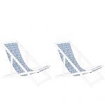Beliani Conjunto de 2 Tecidos de Reposição para Espreguiçadeiras com Padrão de Linhas Azuis Sobre Branco 44x113x1 - 4251682260930