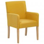 Beliani Cadeira em Tecido Amarelo com Pernas de Madeira Acento Elegante com Braços 60x58x89 - 4251682233828