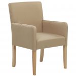 Beliani Cadeira em Tecido Creme com Pernas de Madeira Acento Elegante com Braços 60x58x89 - 4251682233774
