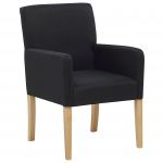 Beliani Cadeira em Tecido Preto com Pernas de Madeira Acento Elegante com Braços 60x58x89 - 4251682233811