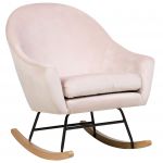 Beliani Cadeira de Baloiço Veludo Rosa Base de Madeira Berçário Estilo Moderno Glamour 91x74x90 - 4260624114149