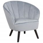 Beliani Poltrona Estofada em Veludo Cinzento Claro Cadeira Decorativa com Encosto em Forma de Concha Glamour Sala 77x52x76 - 4260624114286