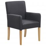 Beliani Cadeira em Tecido Cinzento com Pernas de Madeira Acento Elegante com Braços 60x58x89 - 4260580932030
