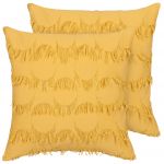 Beliani Almofada Decorativa em Tecido Amarelo 45 X 45 cm com Franjas Acessórios para Decoração Retro Boho 45x45x10 - 4251682294232