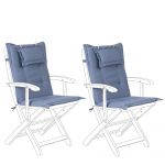 Beliani Conjunto de 2 Almofadas para Cadeira de Jardim Azuis Tecido de Poliéster Resistente Ao Raios Uv 40x42x55 - 4251682238267