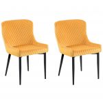 Beliani Conjunto de 2 Cadeiras Amarelas Estofadas em Veludo de Poliéster Confortáveis para Sala de Jantar Ou Sala de Estar 52x51x82 - 4251682218719